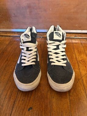 Vans Navy Blue and White High-Top Sneakers
